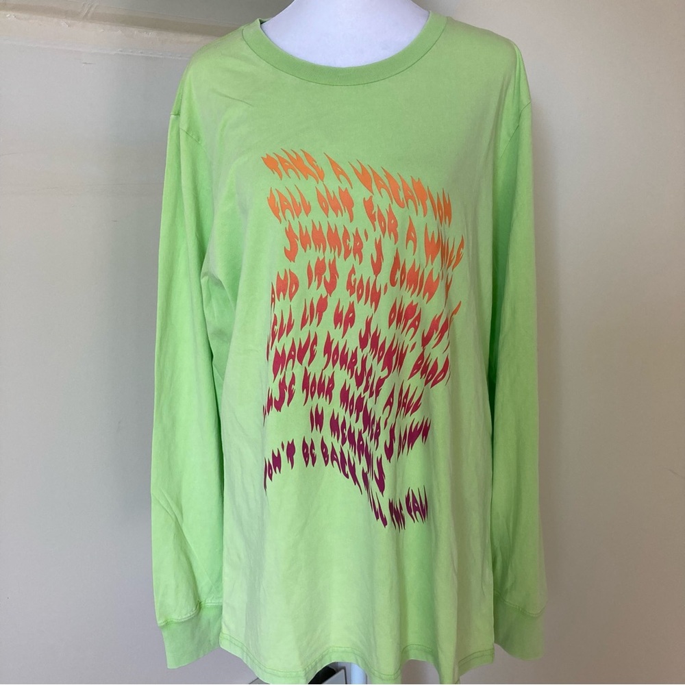 Ovadia & Sons New York Lime Green Take a Vacation Long Sleeve T shirt NWT